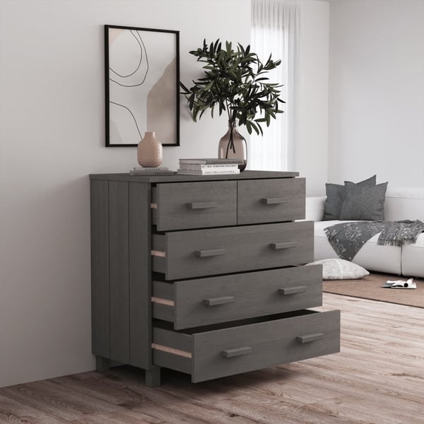 vidaXL Skjenk HAMAR lysegrå 79x40x80 cm heltre furu