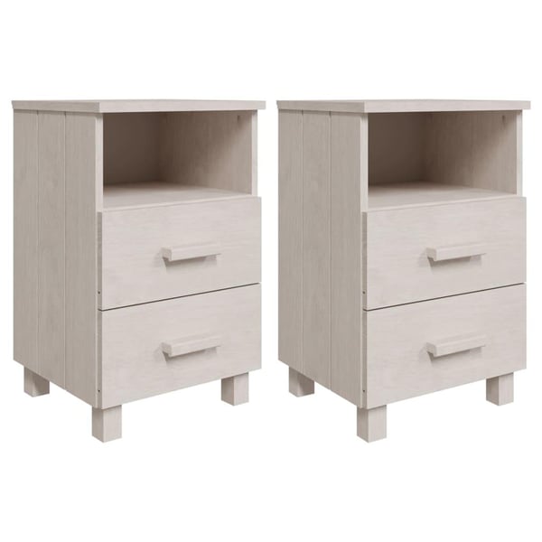 vidaXL sengeskab HAMAR 2 stk. 40x35x62 cm massivt fyrretræ hvid