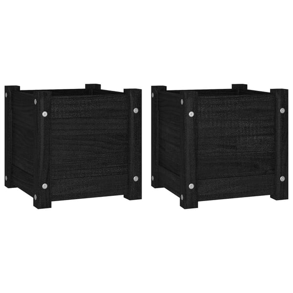 vidaXL Plantekasser 2 stk svart 31x31x31 cm heltre furu