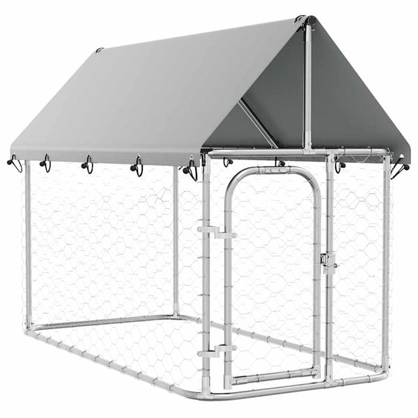 vidaXL Utendørs hundegård med tak 200x100x150 cm