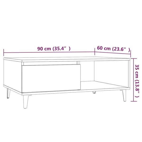vidaXL Salongbord røkt eik 90x60x35 cm konstruert tre