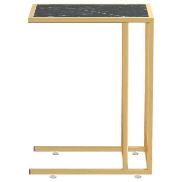 vidaXL sidebord 50x35x65 cm hærdet glas sort marmor