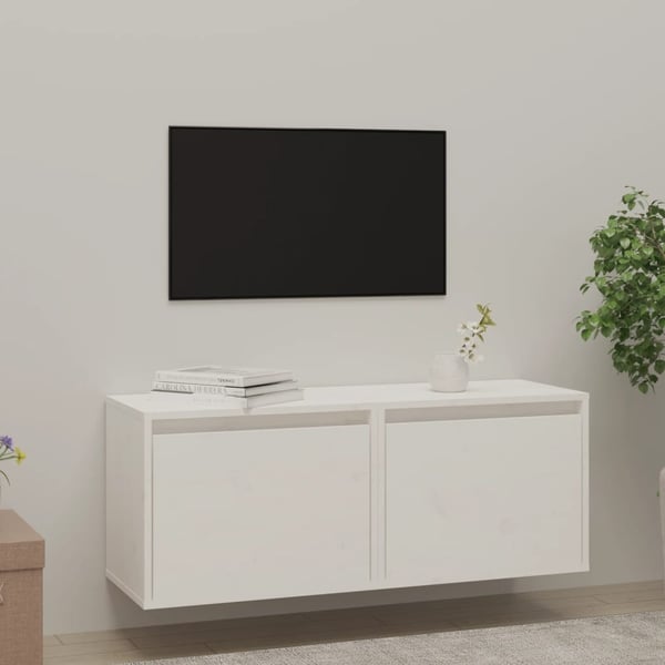 vidaXL Veggskap 2 stk hvit 45x30x35 cm heltre furu