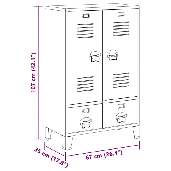 vidaXL Garderobe industriell stil hvit 67x35x107 cm stål
