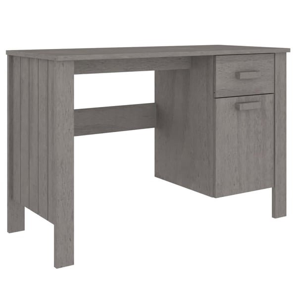 vidaXL Skrivebord HAMAR lysegrå 113x50x75 cm heltre furu