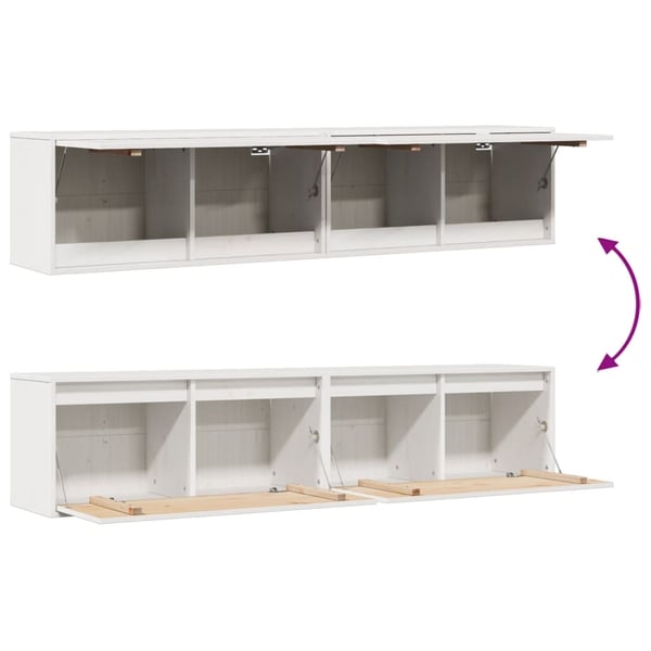 vidaXL Seinäkaapit 2 kpl valkoinen 80x30x35 cm täysi mänty