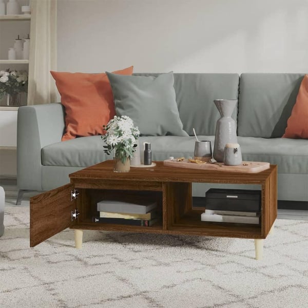 vidaXL sofabord 90x60x35 cm konstrueret træ brun egetræsfarve