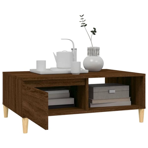 vidaXL sofabord 90x60x35 cm konstrueret træ brun egetræsfarve