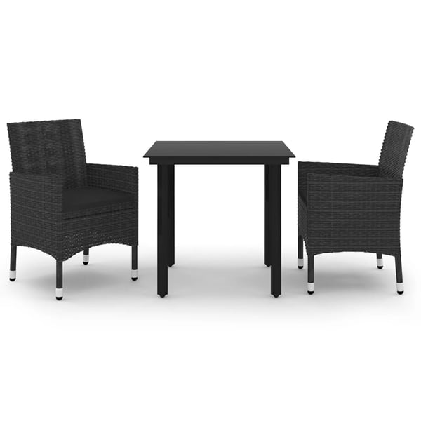 vidaXL spisebordssæt til haven 3 dele med hynder polyrattan og glas
