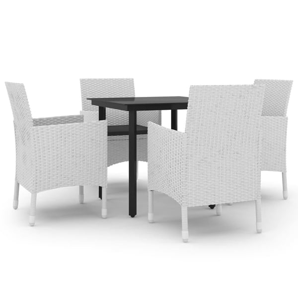 vidaXL Matgrupp för trädgården 5 delar med dynor konstrotting och glas