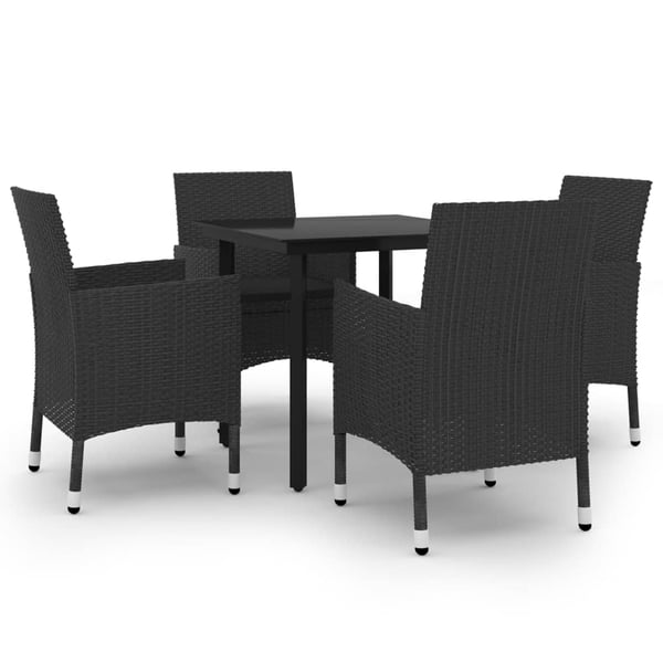 vidaXL spisebordssæt til haven 5 dele med hynder polyrattan og glas