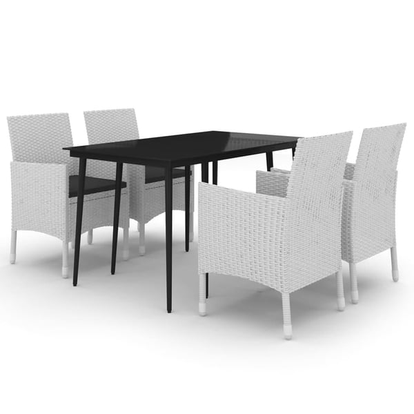 vidaXL spisebordssæt til haven 5 dele med hynder polyrattan og glas