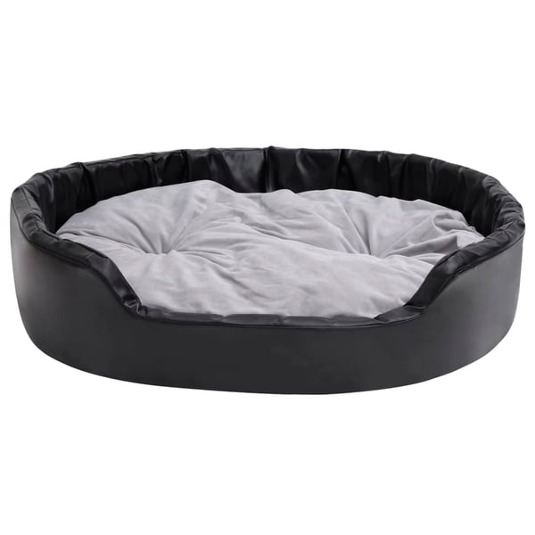 vidaXL Hundeseng svart og grå 99x89x21 cm plysj og kunstig lær
