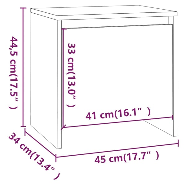 vidaXL Nattbord hvit 45x34x44,5 cm sponplate