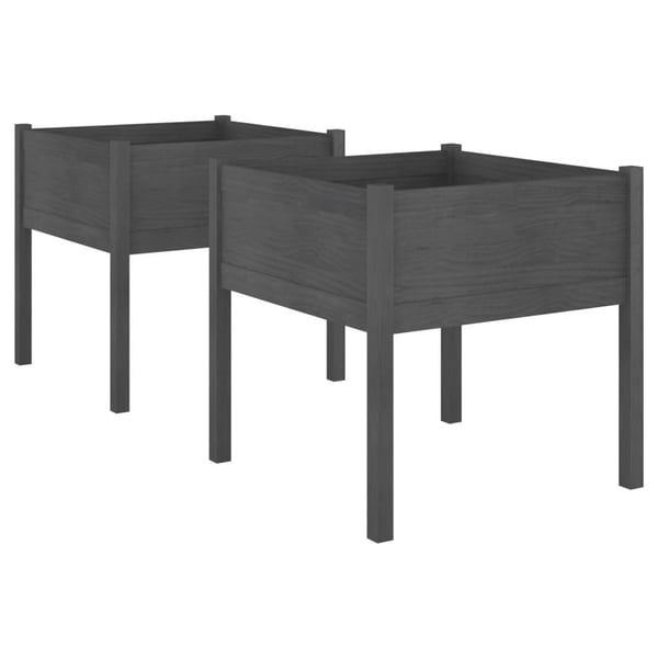 vidaXL Plantekasser 2 stk grå 70x70x70 heltre furu