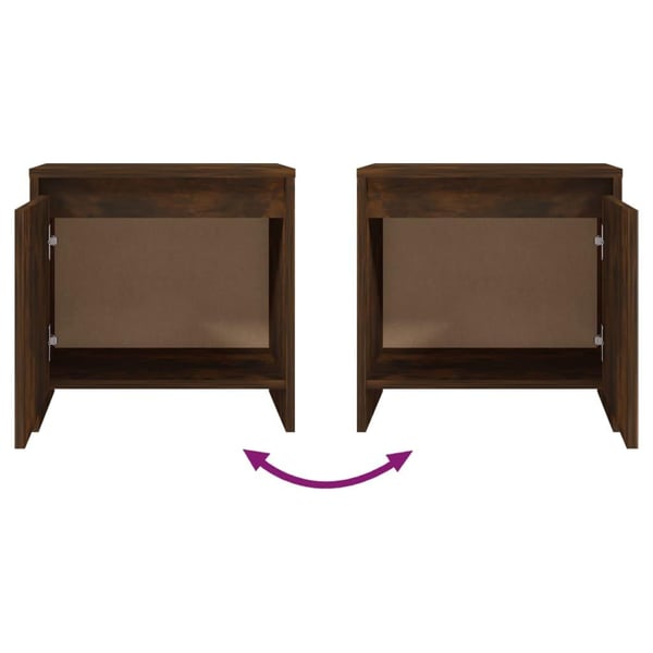 vidaXL sengeborde 2 stk. 45x34x44,5 cm spånplade røget egetræsfarve