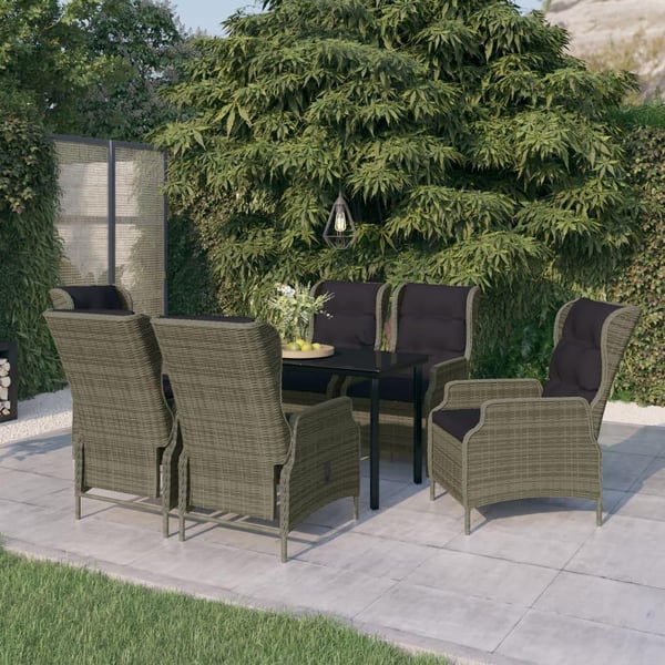 vidaXL spisebordssæt til haven 7 dele brun