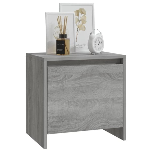 vidaXL sengeborde 2 stk. 45x34x44,5 cm spånplade grå sonoma-eg