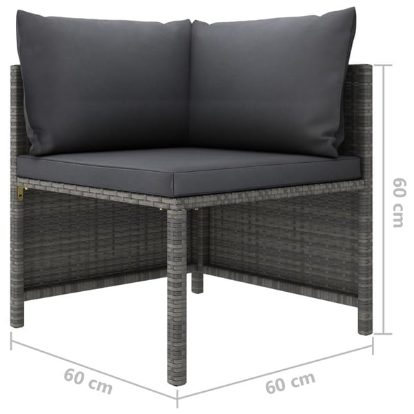 vidaXL loungesæt til haven 3 dele med hynder polyrattan grå