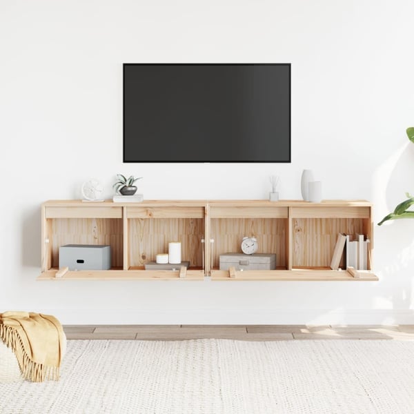 vidaXL Seinäkaapit 2 kpl 80x30x35 cm täysi mänty