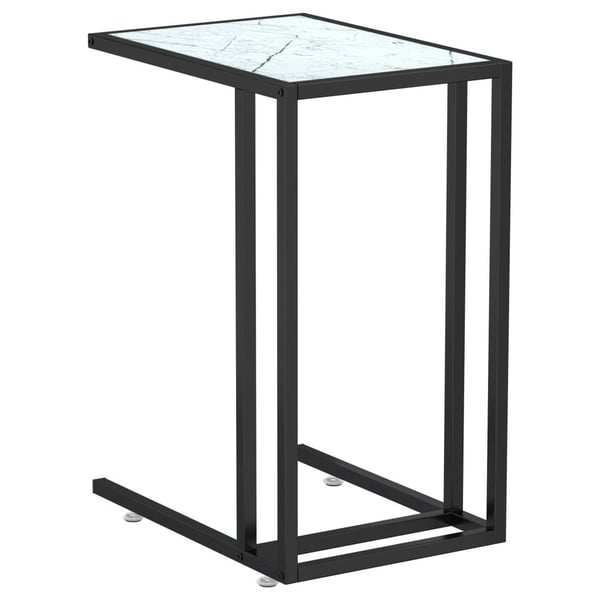 vidaXL sidebord 50x35x65 cm hærdet glas hvid marmor