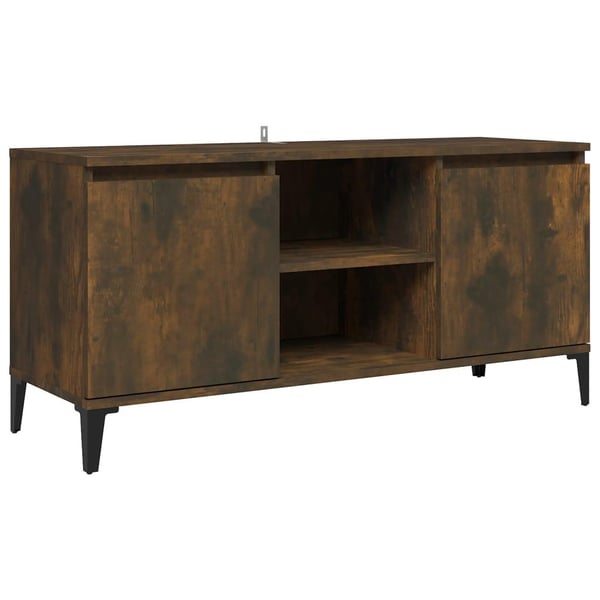 vidaXL TV-benk med metallben røkt eik 103,5x35x50 cm