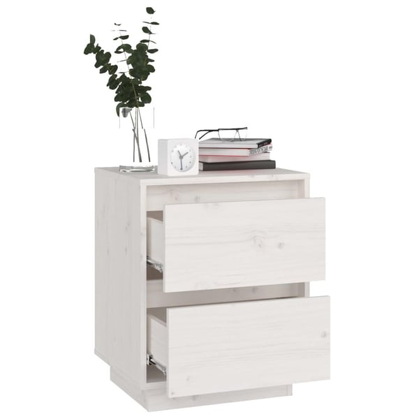 vidaXL Nattbord hvit 40x35x50 heltre furu