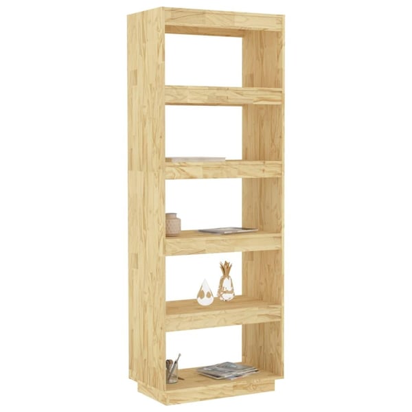 vidaXL Bokhylle/romdeler 60x35x167 cm heltre furu