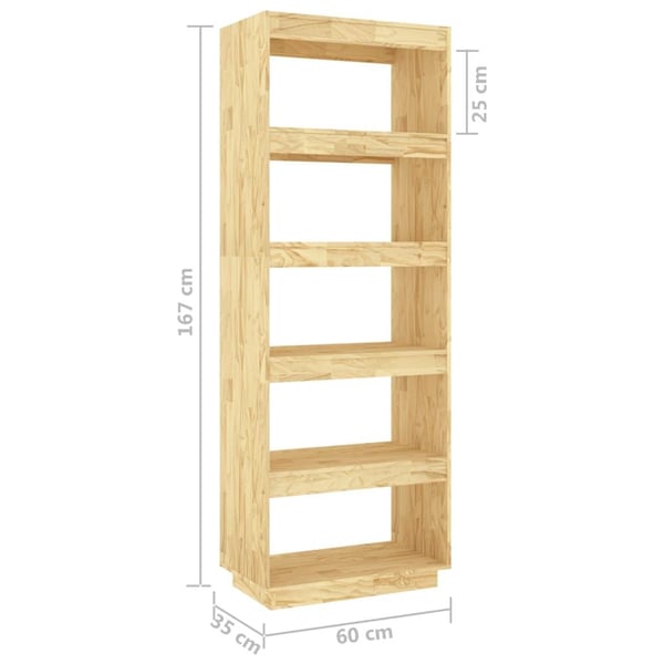 vidaXL Bokhylle/romdeler 60x35x167 cm heltre furu
