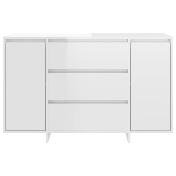 vidaXL Skjenk med 3 skuffer høyglans hvit 120x41x75 cm sponplate