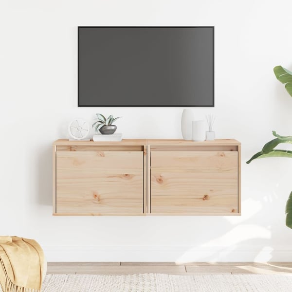 vidaXL Seinäkaapit 2 kpl 45x30x35 cm täysi mänty