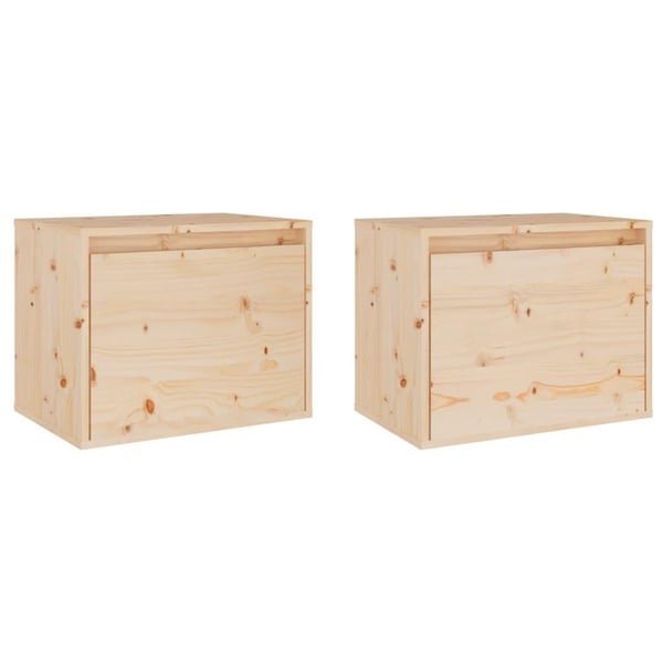 vidaXL Seinäkaapit 2 kpl 45x30x35 cm täysi mänty