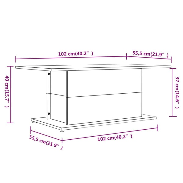 vidaXL sofabord 102x55,5x40 cm spånplade sort