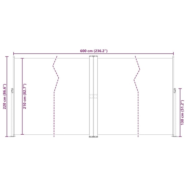 vidaXL Uttrekkbar sidemarkise 200x600 cm blå