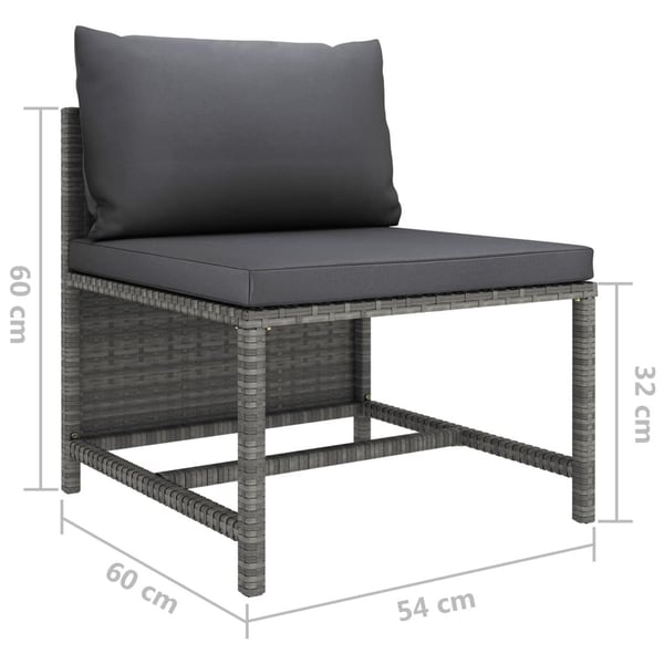 vidaXL loungesæt til haven 6 dele med hynder polyrattan grå