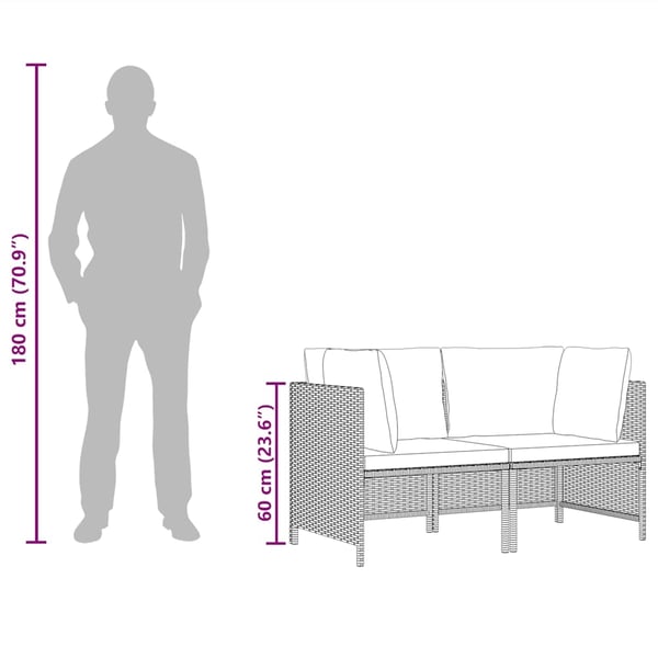 vidaXL sofasæt 2 dele med hynder polyrattan grå