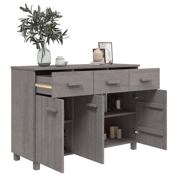 vidaXL Skjenk HAMAR lysegrå 113x40x80 cm heltre furu