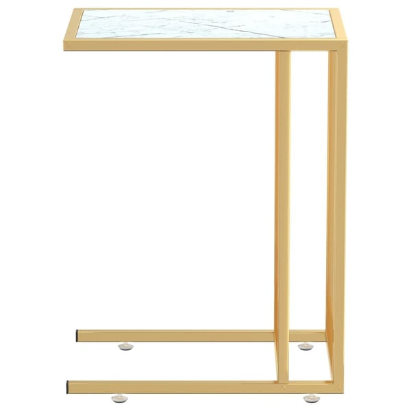 vidaXL Sidebord for PC hvit marmor 50x35x65 cm herdet glass