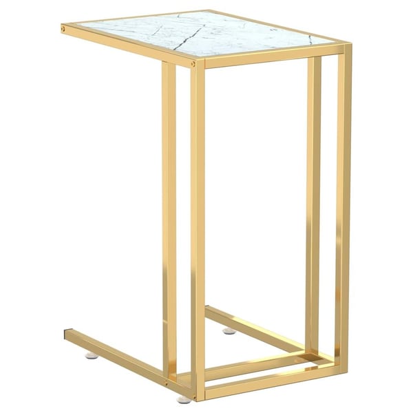 vidaXL Sidebord for PC hvit marmor 50x35x65 cm herdet glass