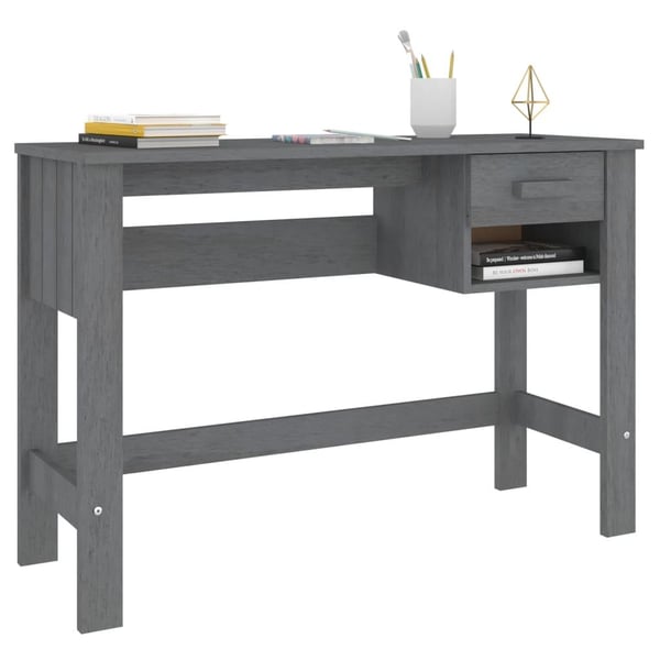vidaXL Skrivebord HAMAR mørkegrå 110x40x75 cm heltre furu