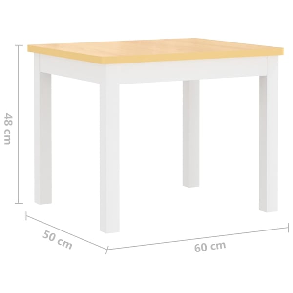 vidaXL Bord- og stolsett for barn 4 deler hvit og beige MDF