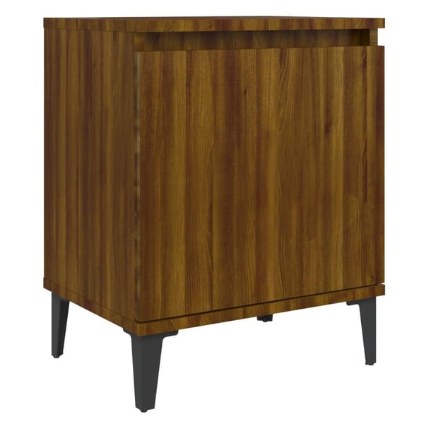 vidaXL sengebord med metalben 40x30x50 cm brun egetræsfarve