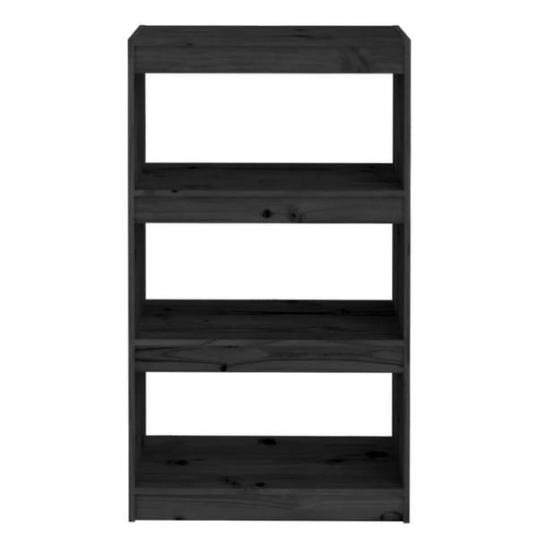 vidaXL bogreol/rumdeler 60x30x103,5 cm massivt fyrretræ sort