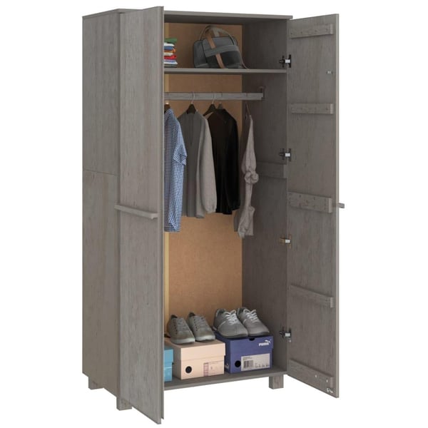vidaXL Garderobe HAMAR lysegrå 89x50x180 cm heltre furu
