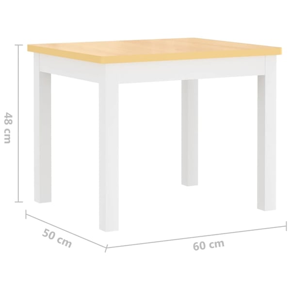 vidaXL Bord- og stolsett for barn 3 deler hvit og beige MDF