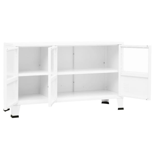 vidaXL Skjenk hvit 105x35x62 cm metall og glass