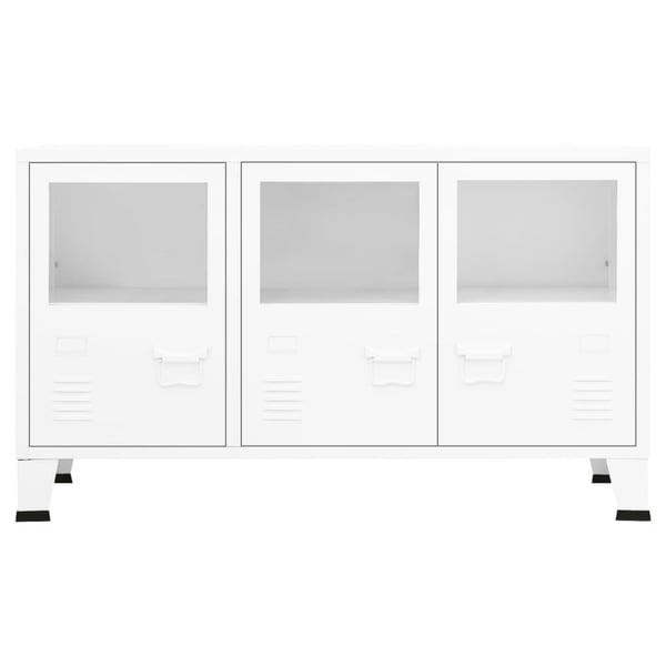 vidaXL Skjenk hvit 105x35x62 cm metall og glass