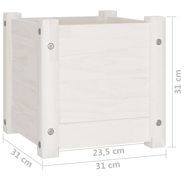 vidaXL Plantekasse hvit 31x31x31 cm heltre furu