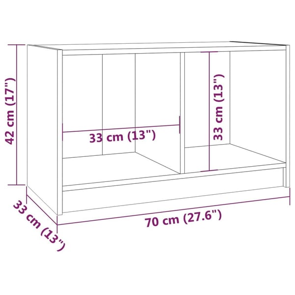 vidaXL TV-benk hvit 70x33x42 cm heltre furu
