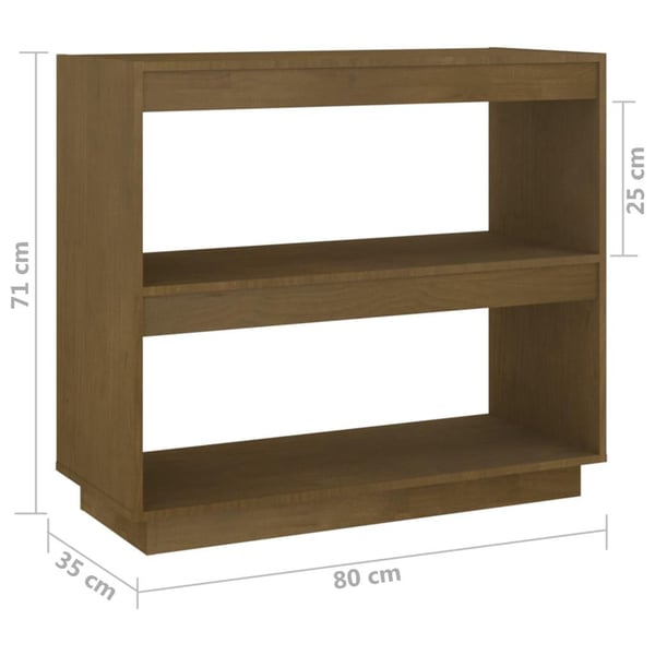 vidaXL bogreol 80x35x71 cm massivt fyrretræ honningbrun